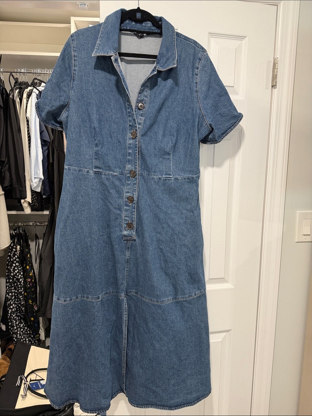 Banana Republic Blue Denim Button-Front Midi Dress